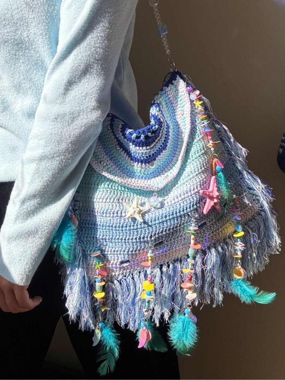 Ocean Breeze Gradient Crochet Beach Bag - Picture 4 of 4